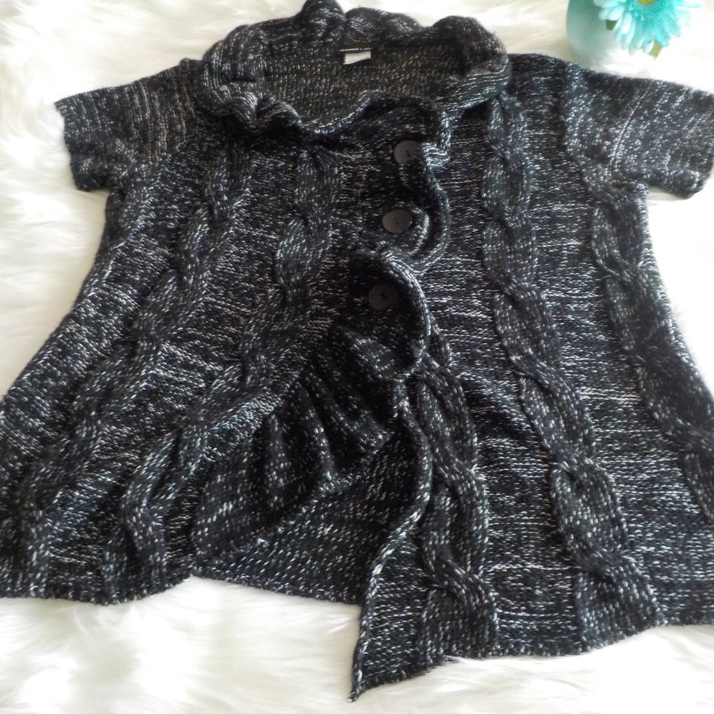 Armand & Alba Sweater Short Sleeve Ruffled SZ LRG